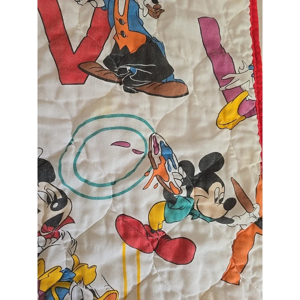 Vintage Dundee Micky Mouse ABC Alphabet Quilted Baby Bedding‎ Blanket 39